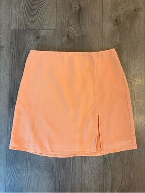 Aritzia Sunday Best Peach Tatiana Mini Skirt with Front Slit